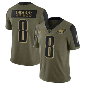 Nike Arryn Siposs Men's Limited Philadelphia Eagles Olive 2021 Salute To Service Jersey