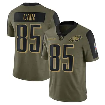 Nike Deon Cain Men's Limited Philadelphia Eagles Olive 2021 Salute To Service Jersey