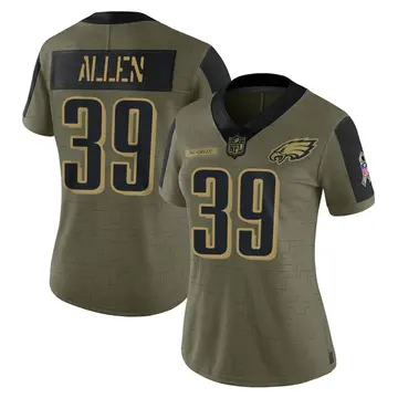 Nike Devon Allen Women's Limited Philadelphia Eagles Olive 2021 Salute To Service Jersey