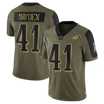 Nike Jared Mayden Youth Limited Philadelphia Eagles Olive 2021 Salute To Service Jersey
