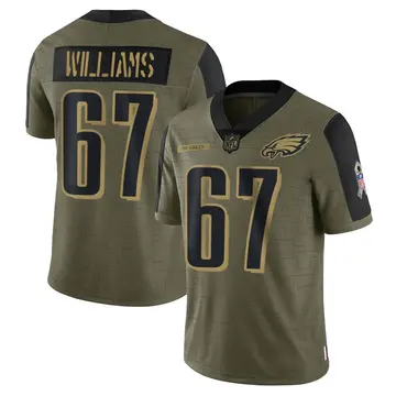 Nike Jarrid Williams Youth Limited Philadelphia Eagles Olive 2021 Salute To Service Jersey