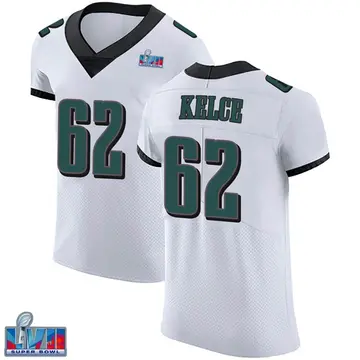 Nike Jason Kelce Men's Elite Philadelphia Eagles White Vapor Untouchable Super Bowl LVII Patch Jersey