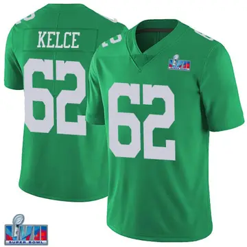 Nike Jason Kelce Men's Limited Philadelphia Eagles Green Vapor Untouchable Super Bowl LVII Patch Jersey