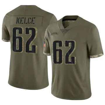 Nike Jason Kelce Men's Limited Philadelphia Eagles Olive 2022 Salute To Service Jersey