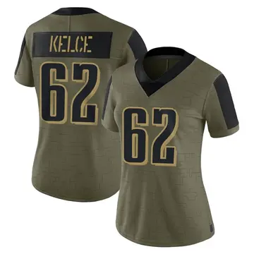 Nike Jason Kelce Women's Limited Philadelphia Eagles Olive 2021 Salute To Service Jersey