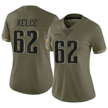 Nike Jason Kelce Women's Limited Philadelphia Eagles Olive 2022 Salute To Service Jersey