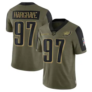 Nike Javon Hargrave Men's Limited Philadelphia Eagles Olive 2021 Salute To Service Jersey