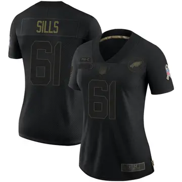 Nike Josh Sills Women's Limited Philadelphia Eagles Black 2020 Salute To Service Jersey