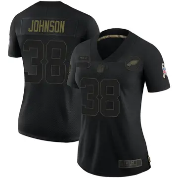 Nike Kerryon Johnson Women's Limited Philadelphia Eagles Black 2020 Salute To Service Jersey