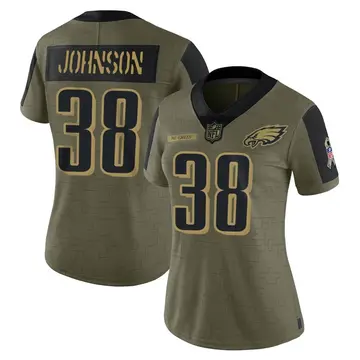 Nike Kerryon Johnson Women's Limited Philadelphia Eagles Olive 2021 Salute To Service Jersey