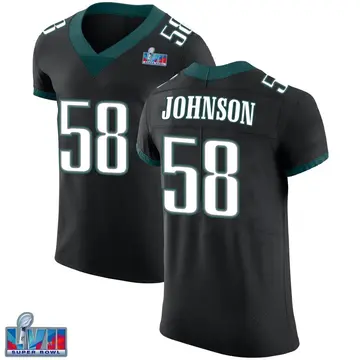 Nike Kyron Johnson Men's Elite Philadelphia Eagles Black Alternate Vapor Untouchable Super Bowl LVII Patch Jersey
