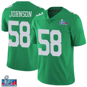 Nike Kyron Johnson Men's Limited Philadelphia Eagles Green Vapor Untouchable Super Bowl LVII Patch Jersey