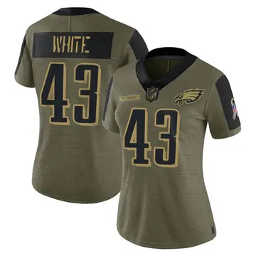 Nike Kyzir White Women's Limited Philadelphia Eagles Olive 2021 Salute To Service Jersey