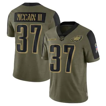 Nike Mac McCain III Men's Limited Philadelphia Eagles Olive 2021 Salute To Service Jersey
