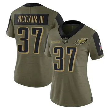 Nike Mac McCain III Women's Limited Philadelphia Eagles Olive 2021 Salute To Service Jersey