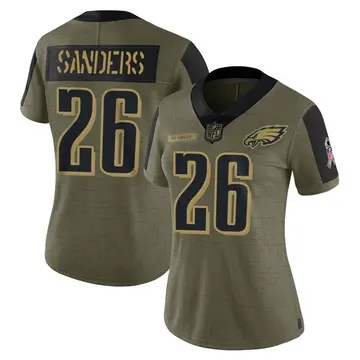 Nike Miles Sanders Women's Limited Philadelphia Eagles Olive 2021 Salute To Service Jersey