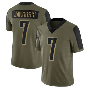 Nike Ron Jaworski Youth Limited Philadelphia Eagles Olive 2021 Salute To Service Jersey