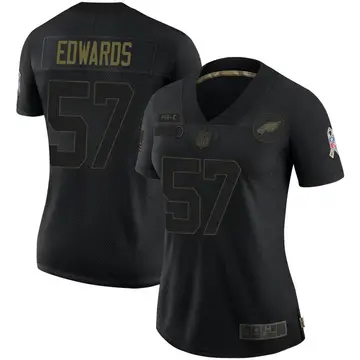 Nike T.J. Edwards Women's Limited Philadelphia Eagles Black 2020 Salute To Service Jersey