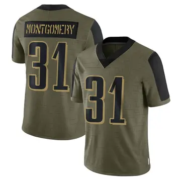 Nike Wilbert Montgomery Men's Limited Philadelphia Eagles Olive 2021 Salute To Service Jersey