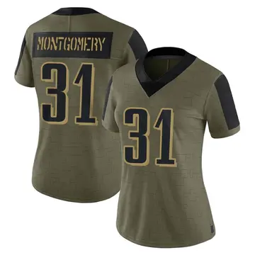 Nike Wilbert Montgomery Women's Limited Philadelphia Eagles Olive 2021 Salute To Service Jersey
